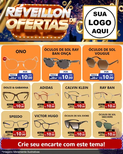 Modelo de Rede Social para Feed Instagram com o tema Réveillon de Ofertas para Óticas