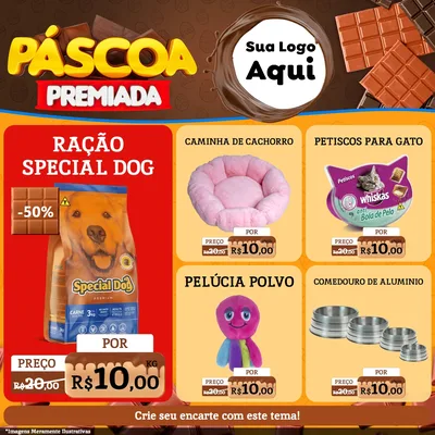 Modelo de Rede Social para Feed Facebook com o tema Páscoa Premiada para Pet Shop