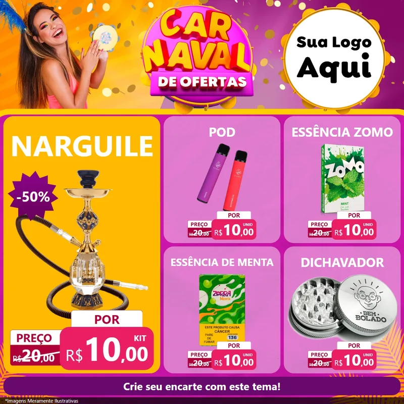 Modelo de Rede Social para Feed Facebook com o tema Carnaval de Ofertas para Tabacaria