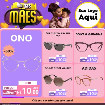 Modelo de Rede Social para Feed Facebook com o tema Dia das Mães para Óticas