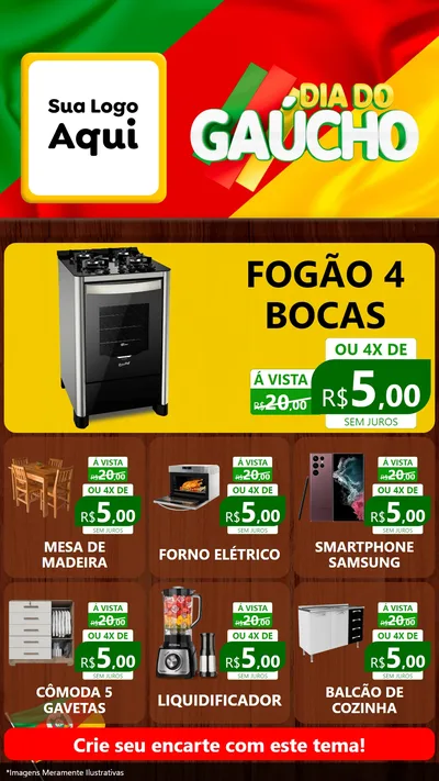 Modelo de Rede Social para Stories com o tema Dia do Gaúcho para Móveis e Eletro