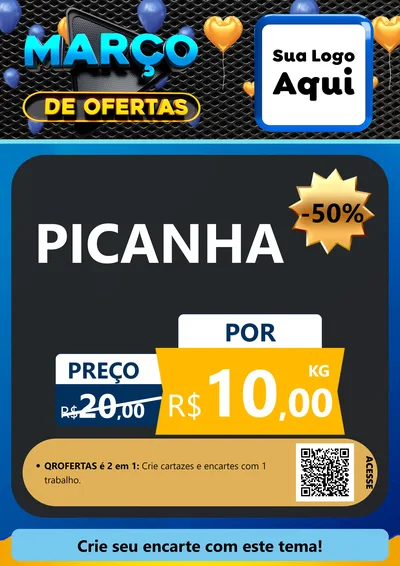 Modelo de Cartaz para Cartaz A4 Vertical com o tema Março de Ofertas para Açougue