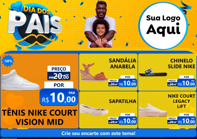 Modelo de Encarte para Encarte A4 Horizontal com o tema Dia dos Pais para Calçados