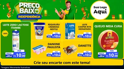 Modelo de TV para TV Horizontal com o tema Preço Baixo de Independência para Frios e Laticínios