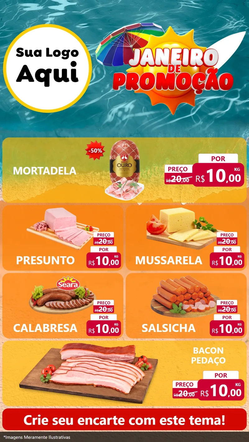 Modelo de TV para TV Vertical com o tema Janeiro de Promoção para Frios e Laticínios