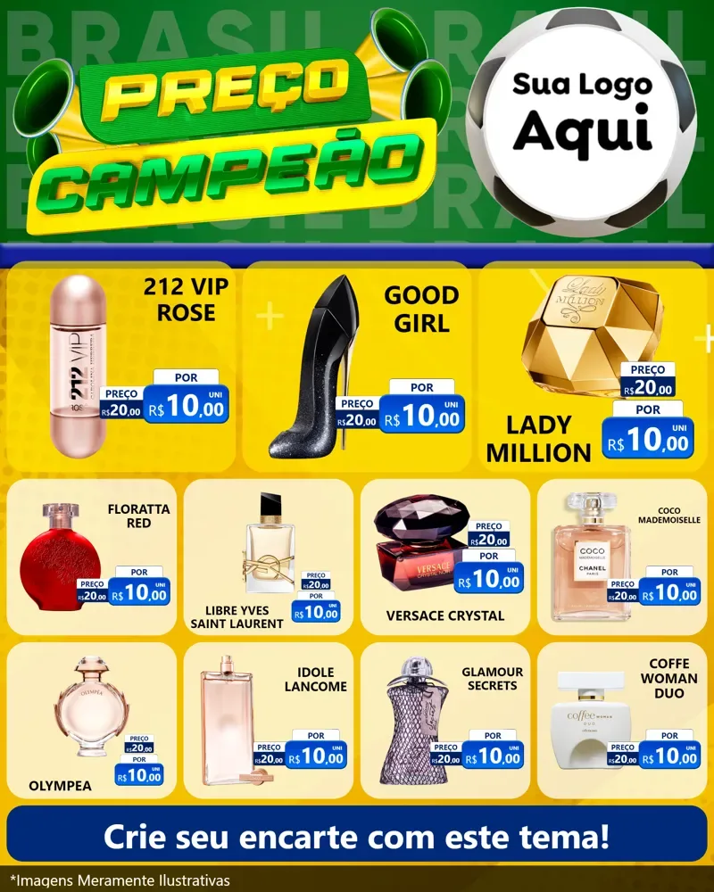 Modelo de Rede Social para Feed Instagram com o tema Preço Campeão - Copa para Perfumes