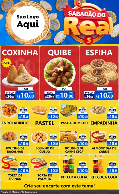 Modelo de Encarte para Encarte Grande com o tema Sabadão do Real para Salgadaria
