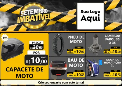 Modelo de Encarte para Encarte A4 Horizontal com o tema Setembro Imbatível para Moto peças