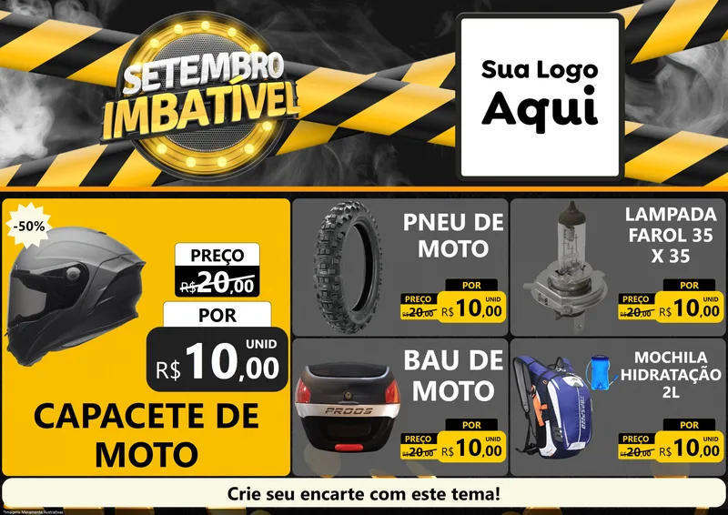 Modelo de Encarte para Encarte A4 Horizontal com o tema Setembro Imbatível para Moto peças