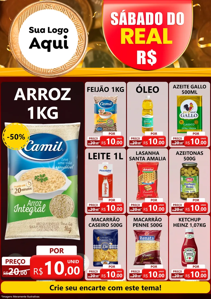 Modelo de Encarte para Encarte A4 Vertical com o tema Sábado do Real para Supermercado