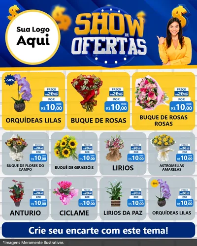 Modelo de Rede Social para Feed Instagram com o tema Show de Ofertas para Floricultura e jardim