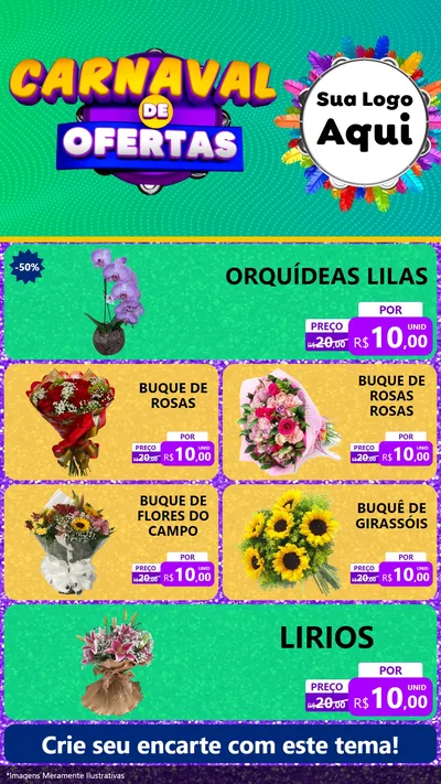 Modelo de TV para TV Vertical com o tema Carnaval de Ofertas para Floricultura e jardim