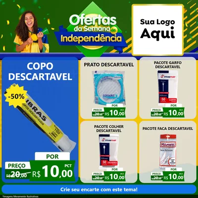 Modelo de Rede Social para Feed Facebook com o tema Ofertas da Semana da Independência para Embalagens