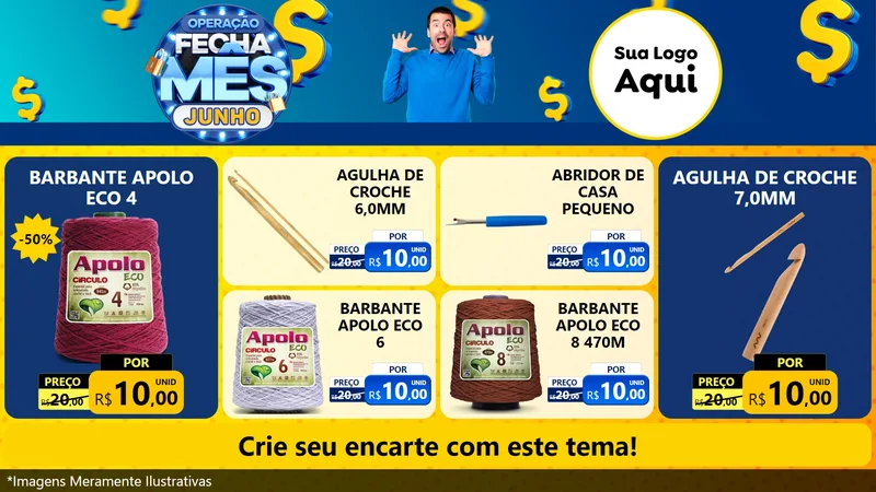 Modelo de TV para TV Horizontal com o tema Operação Fecha Mês, Junho para Armarinho e Aviamentos