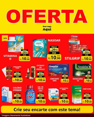 Modelo de Rede Social para Feed Instagram com o tema OFERTA - Vermelho Cartaz para Farmácia