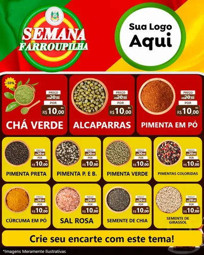 Modelo de Rede Social para Feed Instagram com o tema Semana Farroupilha para Produtos Naturais