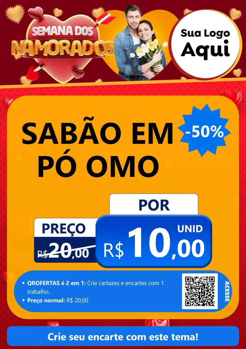Modelo de Cartaz para Cartaz A4 Vertical com o tema Semana dos Namorados para Produtos de Limpeza