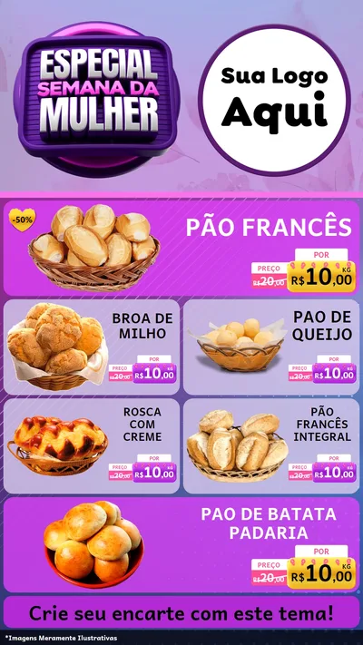 Modelo de TV para TV Vertical com o tema Especial Semana da Mulher para Padaria