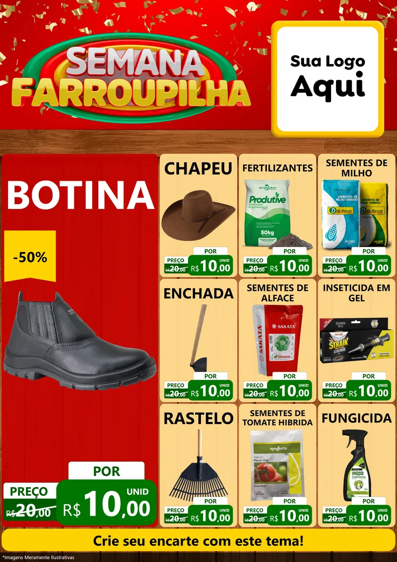 Modelo de Encarte para Encarte A4 Vertical com o tema Semana Farroupilha para Agropecuária