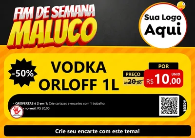 Modelo de Cartaz para Cartaz A4 Horizontal com o tema Final de Semana Maluco para Distribuidora de bebidas