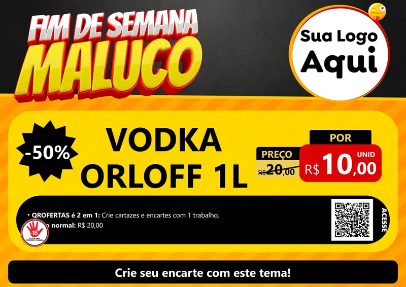 Modelo de Cartaz para Cartaz A4 Horizontal com o tema Final de Semana Maluco para Distribuidora de bebidas