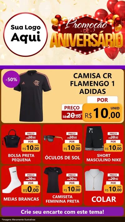 Modelo de Rede Social para Stories com o tema Promoção de Aniversário para Roupas e acessórios