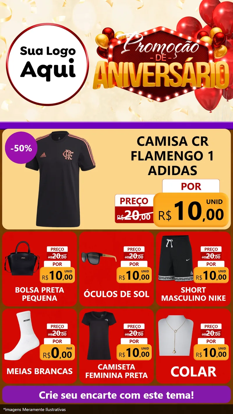 Modelo de Rede Social para Stories com o tema Promoção de Aniversário para Roupas e acessórios