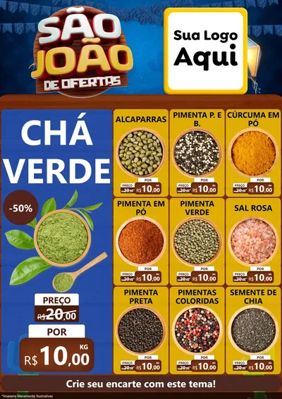 Modelo de Encarte para Encarte A4 Vertical com o tema São João Ofertas Imbatíveis! - Junina para Produtos Naturais