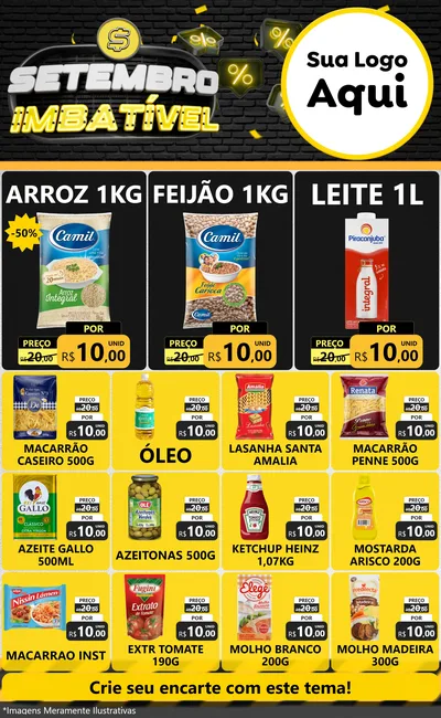 Modelo de Encarte para Encarte Grande com o tema Setembro Imbatível para Supermercado