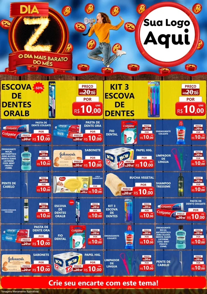 Modelo de Encarte para Encarte A4 Vertical com o tema Dia Z - O Dia Mais Barato Do Mês para Higiene Pessoal