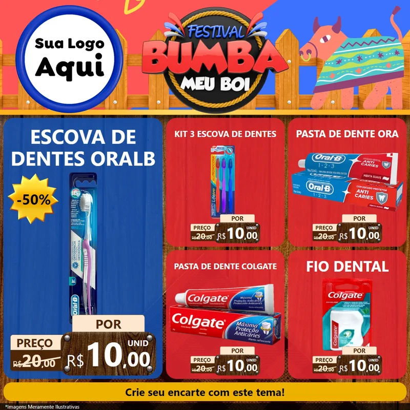 Modelo de Rede Social para Feed Facebook com o tema Festival Bumba Meu Boi para Higiene Pessoal