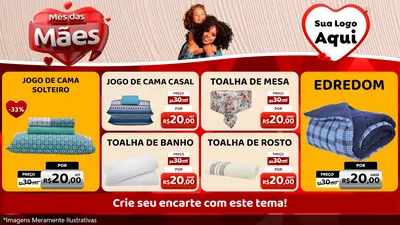 Modelo de TV para TV Horizontal com o tema Mês das Mães para Cama, Mesa e Banho