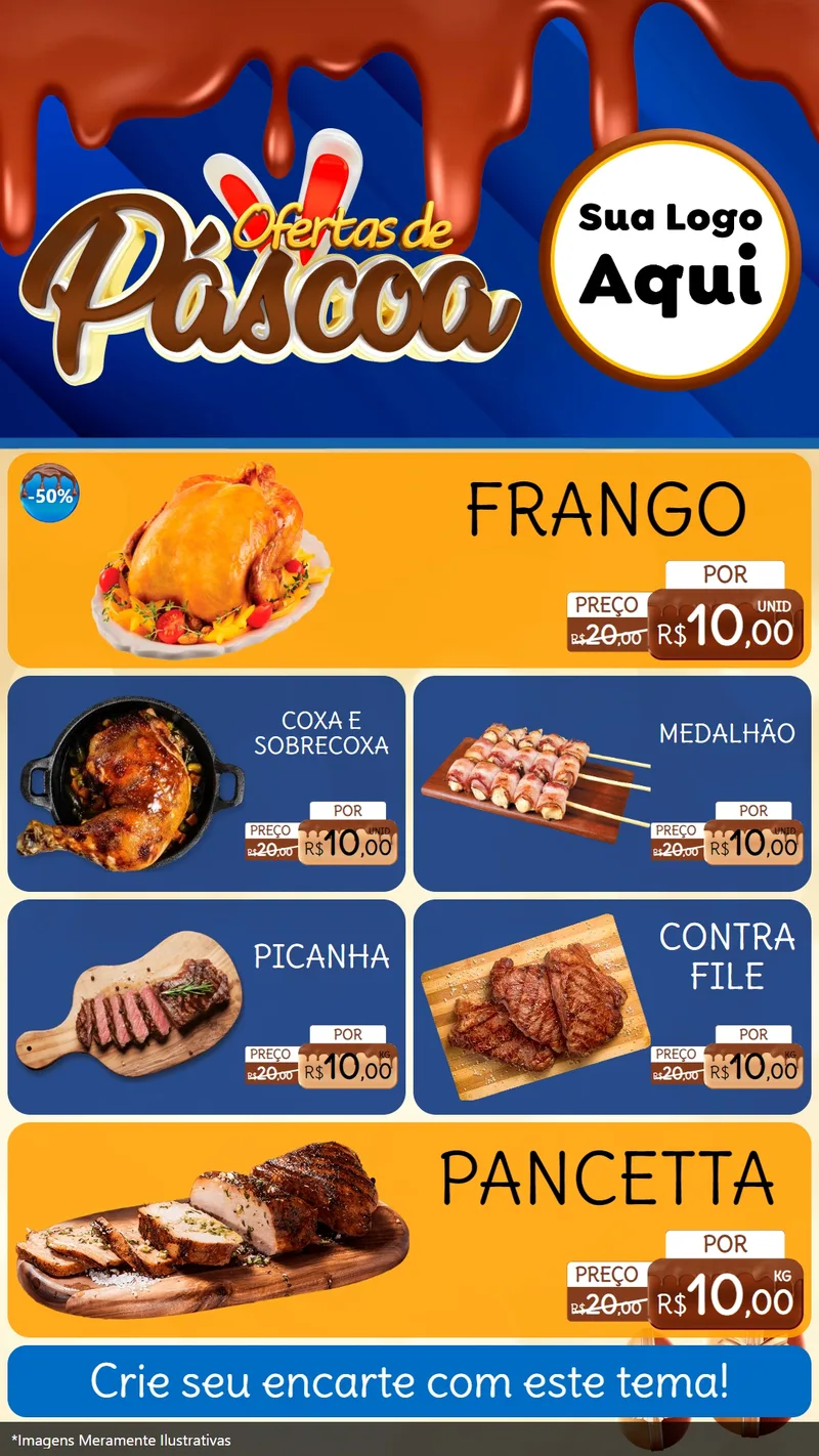 Modelo de TV para TV Vertical com o tema Ofertas de Páscoa para Assados