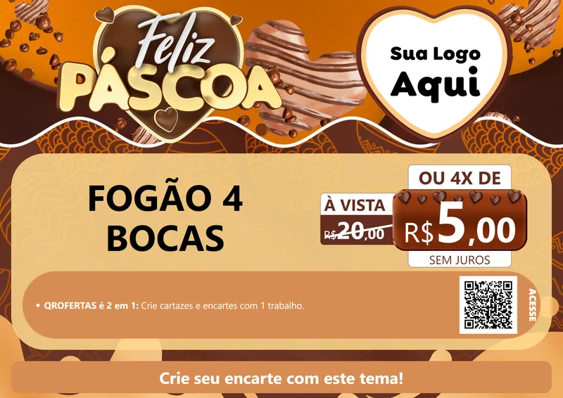Modelo de Cartaz para Cartaz A4 Horizontal com o tema Feliz Páscoa para Móveis e Eletro