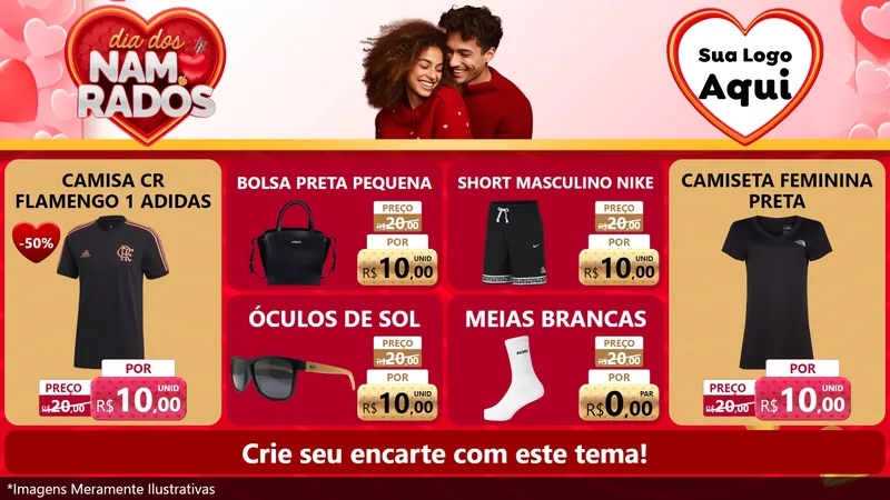 Modelo de TV para TV Horizontal com o tema Dia dos Namorados para Roupas e acessórios