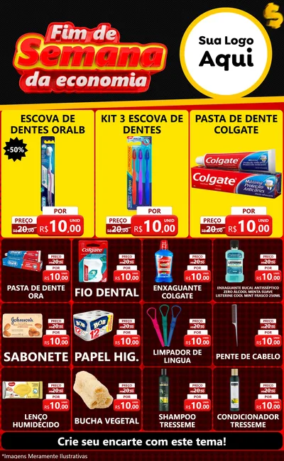 Modelo de Encarte para Encarte Grande com o tema Fim de Semana da Economia para Higiene Pessoal