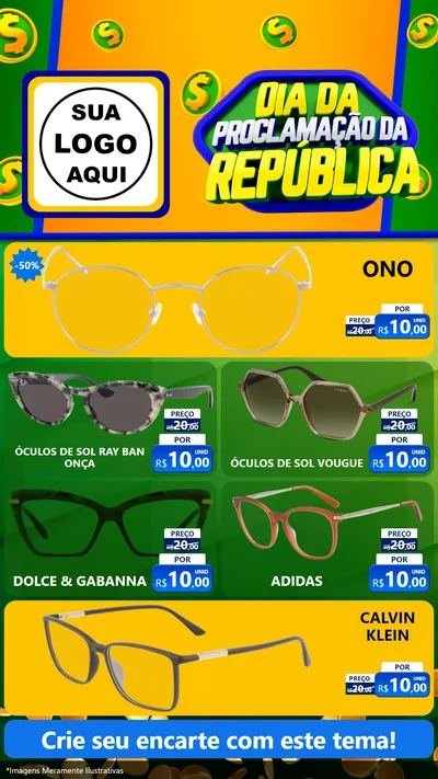 Modelo de TV para TV Vertical com o tema Dia Da Proclamação da República para Óticas