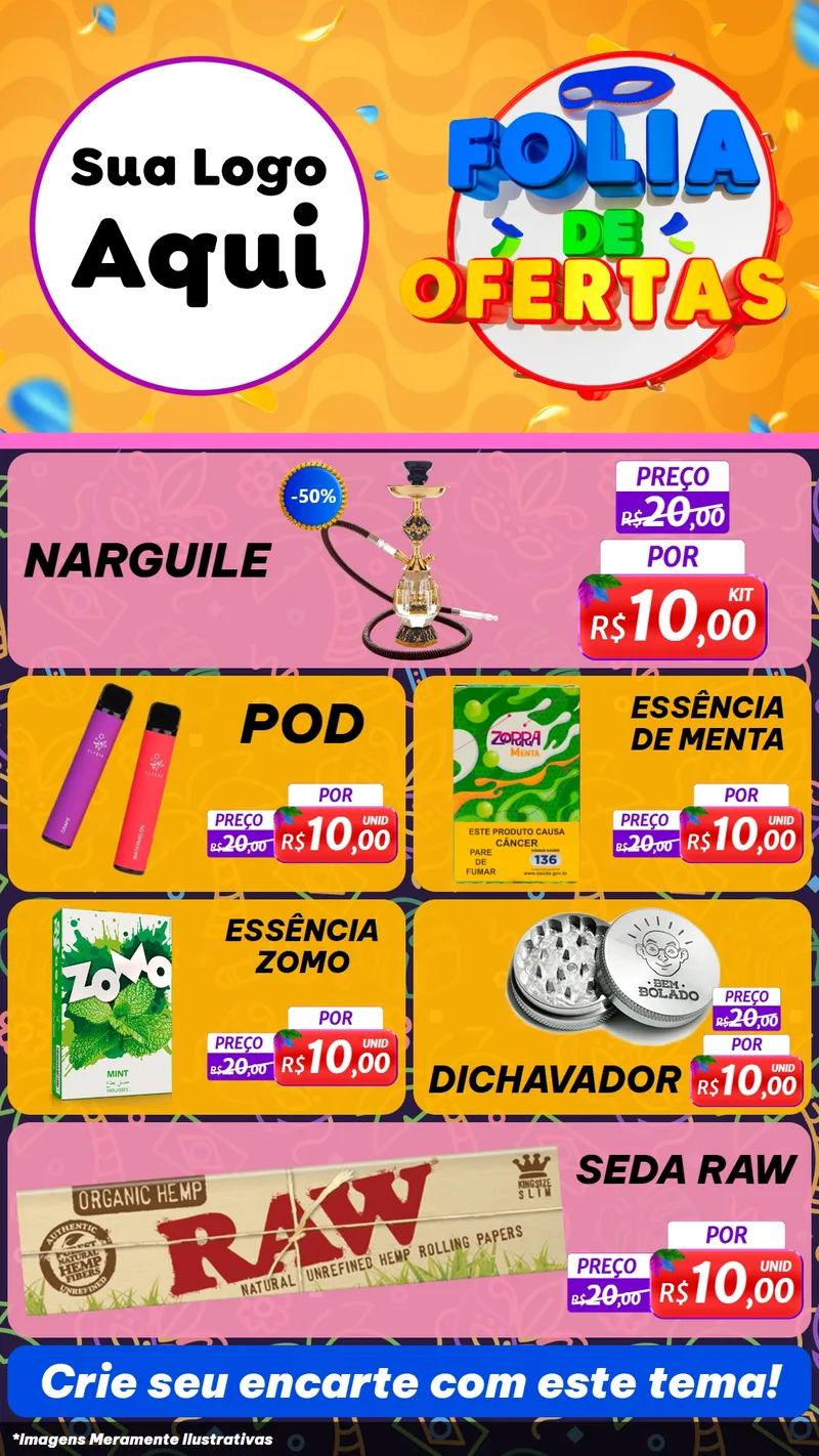 Modelo de TV para TV Vertical com o tema Folia de Ofertas para Tabacaria