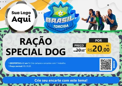 Modelo de Cartaz para Cartaz A4 Horizontal com o tema Brasil Torcida - Copa para Pet Shop