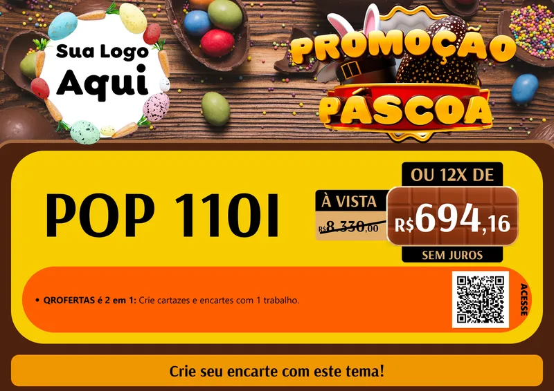 Modelo de Cartaz para Cartaz A4 Horizontal com o tema Promoção Páscoa para Concessionaria de Motos