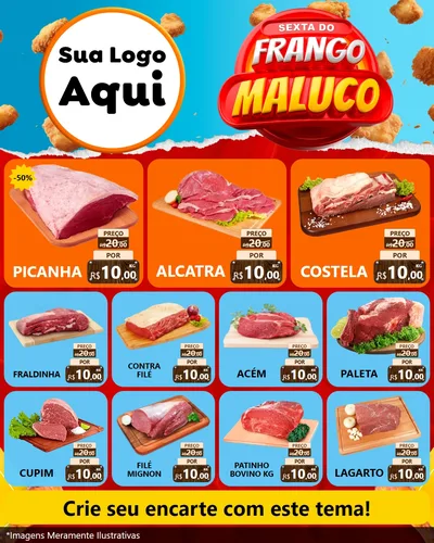 Modelo de Rede Social para Feed Instagram com o tema Sexta do Frango Maluco para Açougue
