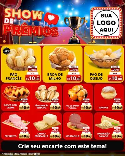 Modelo de Rede Social para Feed Instagram com o tema Show de Prêmios para Padaria