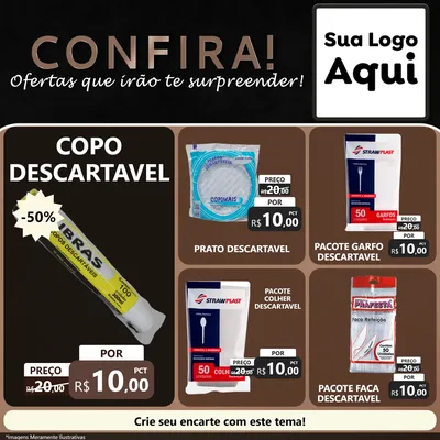 Modelo de Rede Social para Feed Facebook com o tema Confira! Ofertas que irão te surpreender! para Embalagens