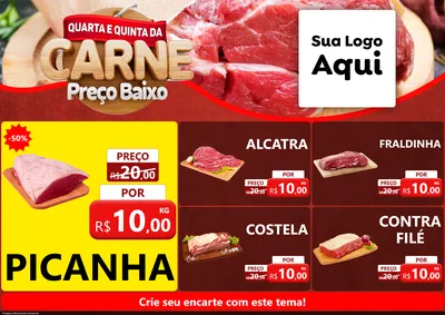 Modelo de Encarte para Encarte A4 Horizontal com o tema Quarta e Quinta da Carne para Açougue