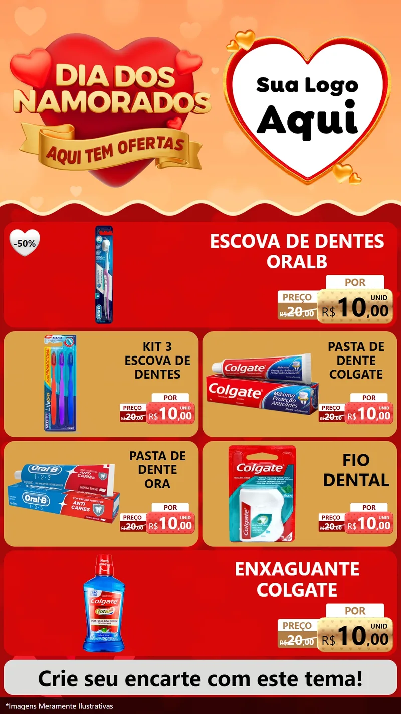 Modelo de TV para TV Vertical com o tema Dia dos Namorados - Aqui Tem Ofertas para Higiene Pessoal