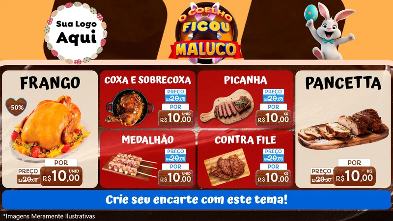 Modelo de TV para TV Horizontal com o tema O Coelho Ficou Maluco - Páscoa para Assados