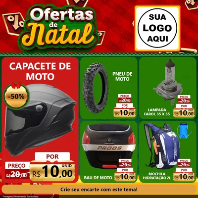 Modelo de Rede Social para Feed Facebook com o tema Ofertas de Natal para Moto peças