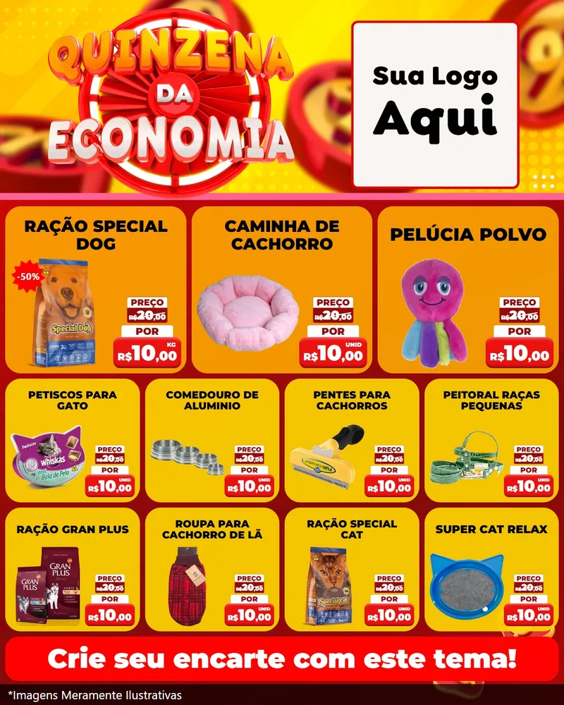 Modelo de Rede Social para Feed Instagram com o tema Quinzena Da Economia para Pet Shop