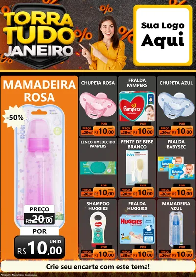 Modelo de Encarte para Encarte A4 Vertical com o tema Torra Tudo Janeiro para Bebês