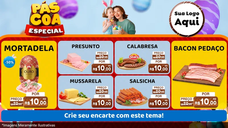 Modelo de TV para TV Horizontal com o tema Páscoa Especial para Frios e Laticínios